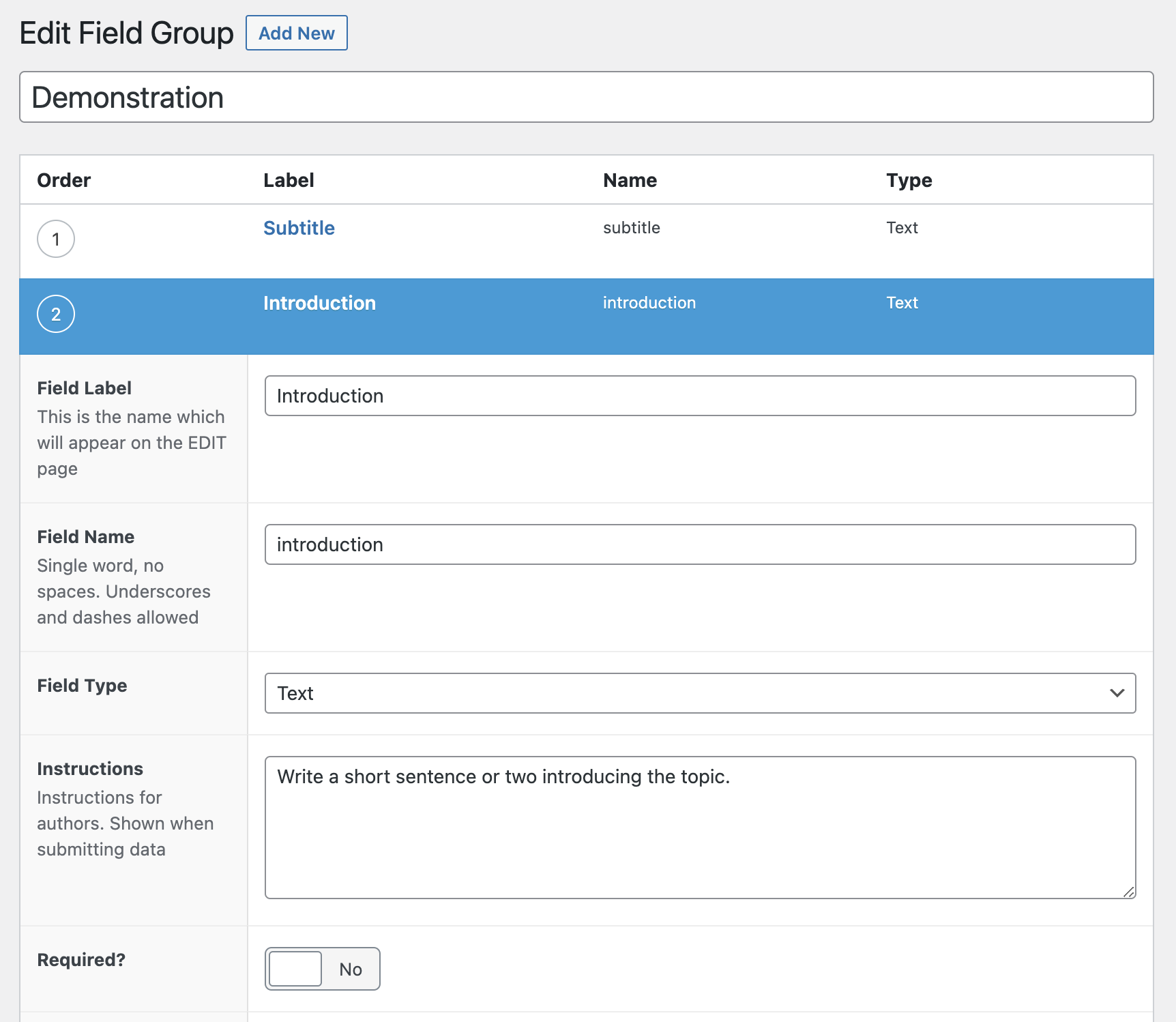 ACF fields UI screenshot width:800px
